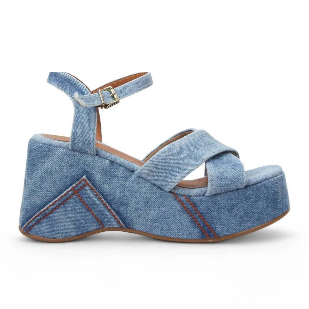 NEW LOVE RIO women's jeena platform sandal in blue denim